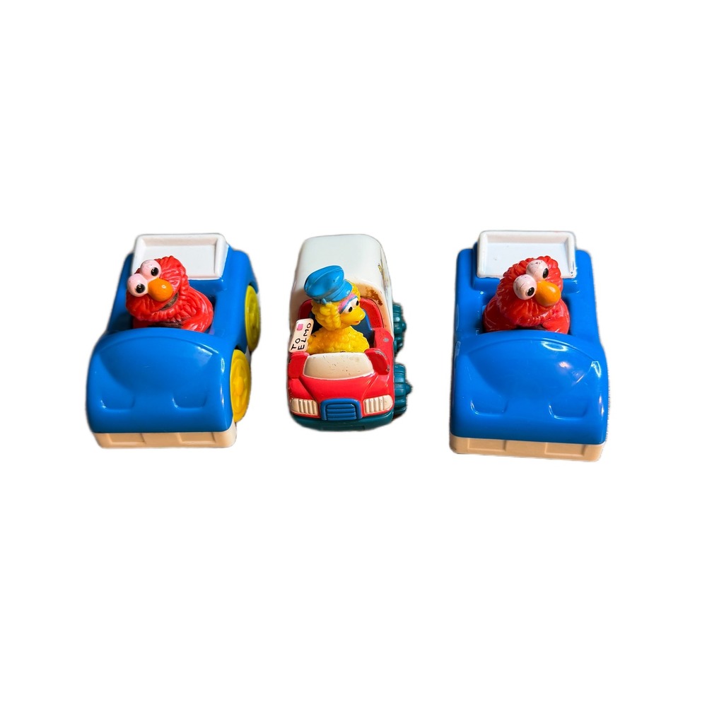 Mattel Tyco Sesame Street Toy Cars Set Elmo Race Cars Big Bird Mail Truck 2004